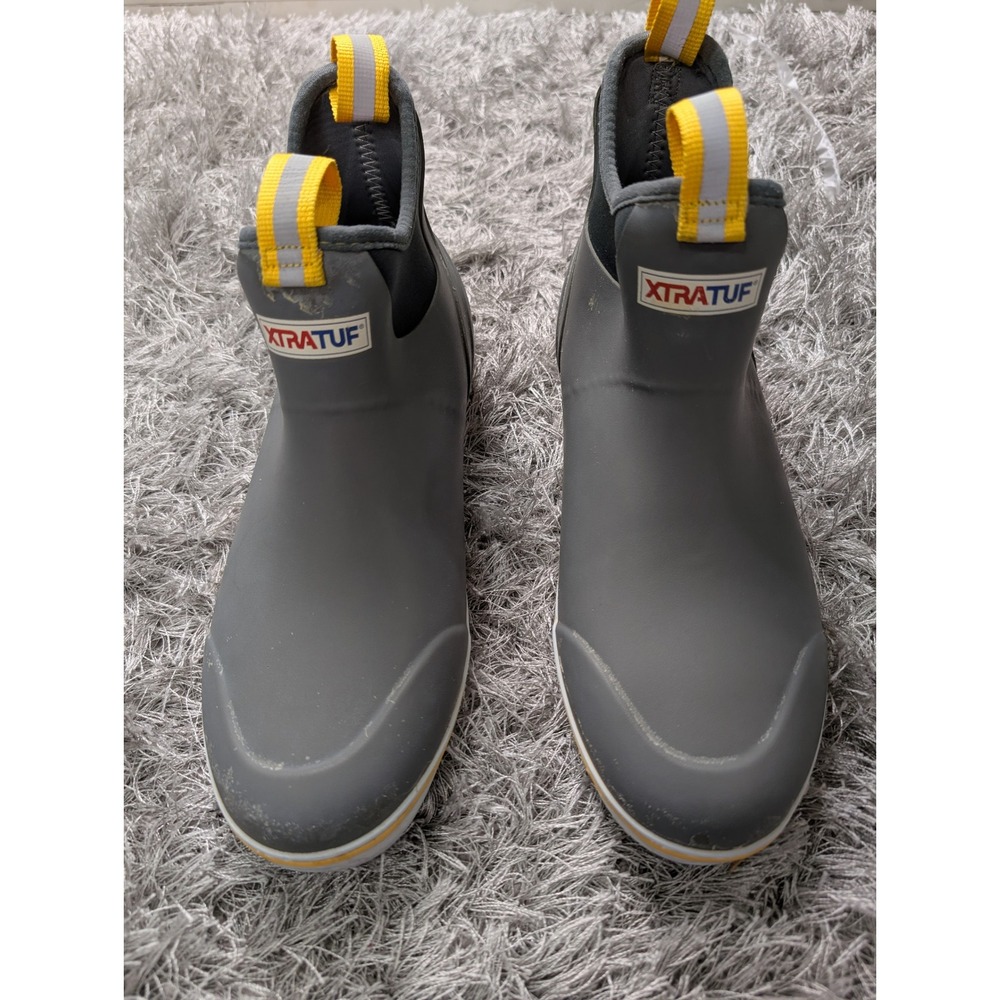 XTRATUF Mens 6 Inch Ankle Deck Boot Grey Waterproof Fishing Rain Boots 6085